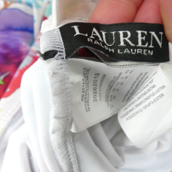Lauren Ralph Lauren Off-The-Shoulder One-Piece Swimsuit Size 4 Floral Tropical - Picture 9 of 10